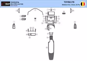 Toyota 86 2017-2021 Kit la décoration du tableau de bord 32-Pièce - 1 - habillage decor de tableau de bord