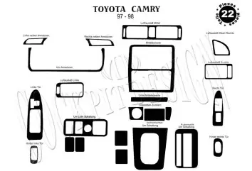 Toyota Camry 97-99 Kit la décoration du tableau de bord 24-Pièce - 1 - habillage decor de tableau de bord