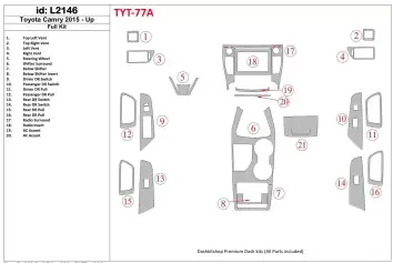 Toyota Camry 2015-UP Ensemble Complet BD Kit la décoration du tableau de bord - 1 - habillage decor de tableau de bord