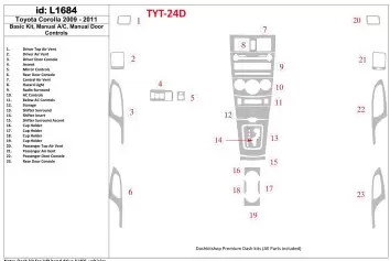 Toyota Corolla 2009-UP Paquet de base, Manual Gearbox Doors Controls BD Décoration de tableau de bord
