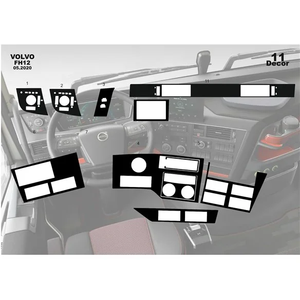 Volvo FH Version 5 ab 2020 kit décor tableau de bord 3D, 11 pièces