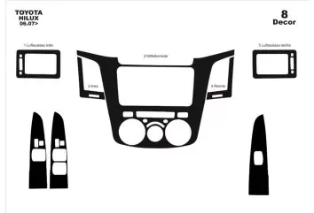 Toyota Hilux MK7 2004–2015 Kit la décoration du tableau de bord 8-Pièce - 1 - habillage decor de tableau de bord