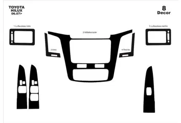 Toyota Hilux MK7 2004–2015 DIGI Kit la décoration du tableau de bord 8-Pièce - 1 - habillage decor de tableau de bord