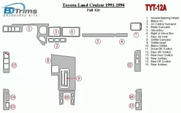 Toyota Land Cruiser 1990-1994 Ensemble Complet BD Kit la décoration du tableau de bord - 2 - habillage decor de tableau de bord