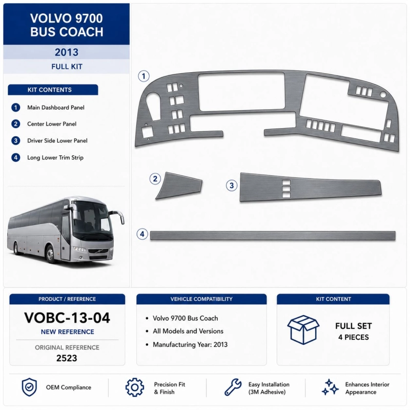 Volvo 9700 Bus Coach 2013 3D kit décoration intérieure tableau de bord 4 pièces