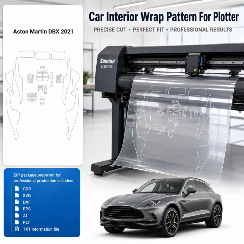 Gabarit de découpe intérieur Aston Martin Dbx 2021 pour PPF et covering