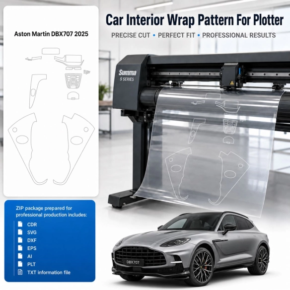 Gabarit de découpe intérieur Aston Martin Dbx707 2025 pour PPF et covering