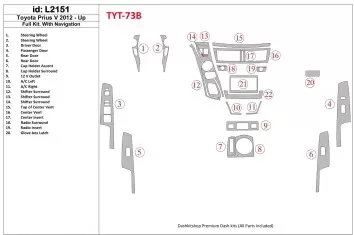 Toyota Pius V 2012-UP Ensemble Complet, Avec NAVI BD Kit la décoration du tableau de bord - 1 - habillage decor de tableau de bo