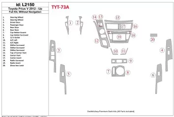 Toyota Pius V 2012-UP Ensemble Complet, Sans NAVI BD Kit la décoration du tableau de bord - 1 - habillage decor de tableau de bo