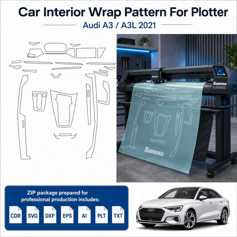 Gabarit de découpe intérieur Audi A3 2021 pour PPF et covering
