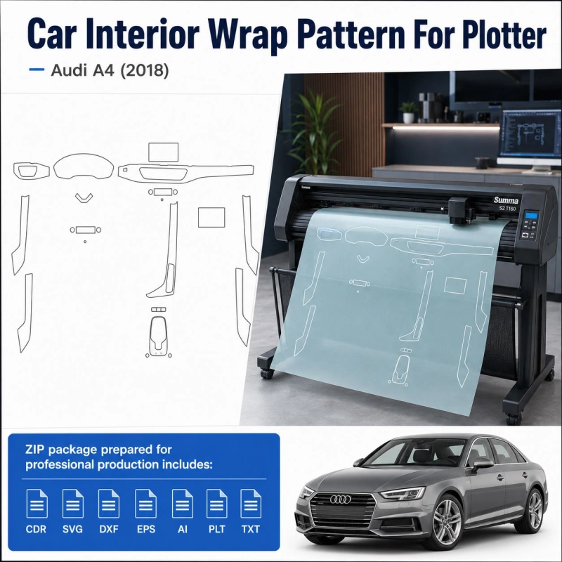 Gabarit de découpe intérieur Audi A4 2018 pour PPF et covering