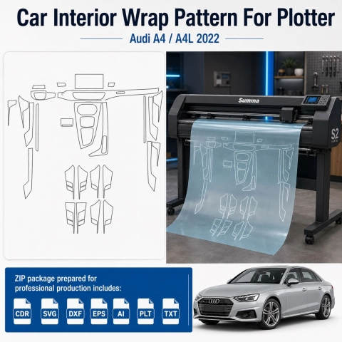 Gabarit de découpe intérieur Audi A4 A4l 2022 pour PPF et covering