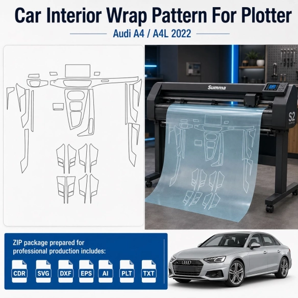 Gabarit de découpe intérieur Audi A4 A4l 2022 pour PPF et covering