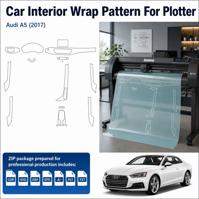 Gabarit de découpe intérieur Audi A5 2017 pour PPF et covering