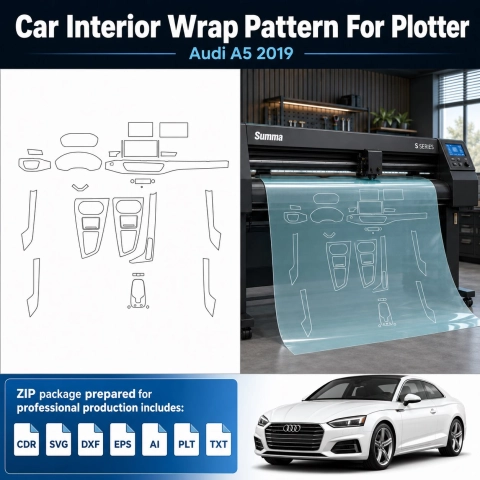 Gabarit de découpe intérieur Audi A5 2019 pour PPF et covering