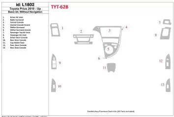 Toyota Prius 2010-UP Paquet de base, Sans NAVI BD Kit la décoration du tableau de bord - 1 - habillage decor de tableau de bord