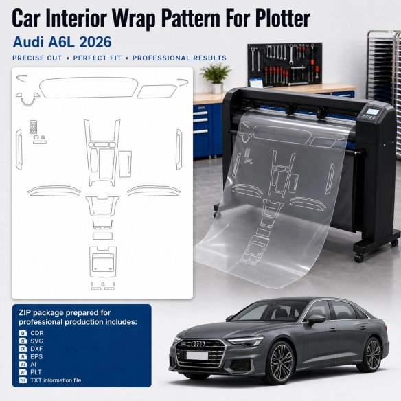 Gabarit de découpe intérieur Audi A6l 2026 pour PPF et covering