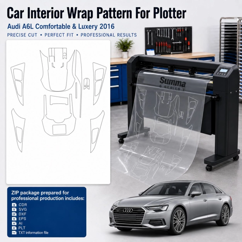Gabarit de découpe intérieur Audi A6l Comfortable Luxery 2016 pour PPF et covering