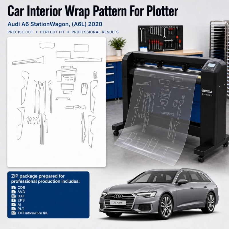 Gabarit de découpe intérieur Audi A6 Stationwagon A6l 2020 pour PPF et covering