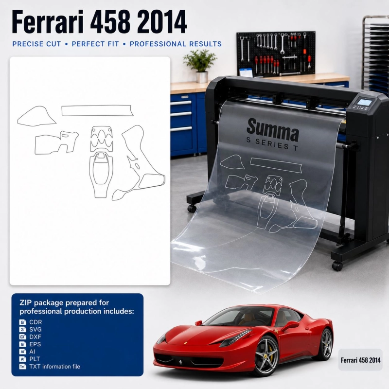 Gabarit de découpe intérieur Ferrari 458 2014 pour PPF et covering