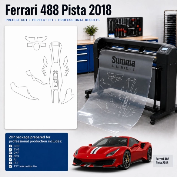 Gabarit de découpe intérieur Ferrari 488 Pista 2018 pour PPF et covering