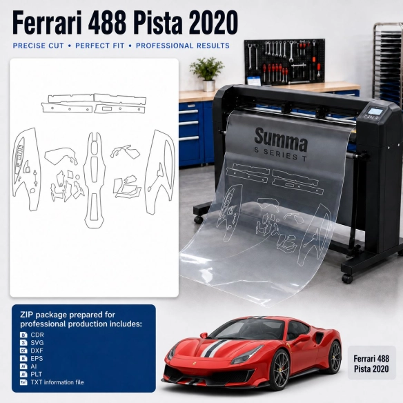 Gabarit de découpe intérieur Ferrari 488 Pista 2020 pour PPF et covering