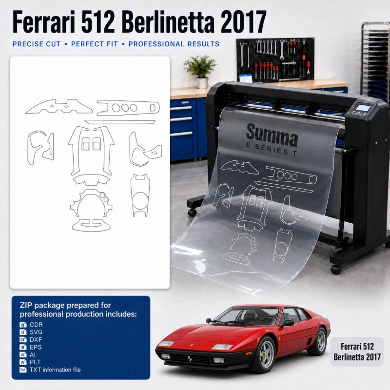 Gabarit de découpe intérieur Ferrari 512 Berlinetta 2017 pour PPF et covering