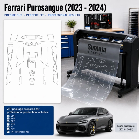 Gabarit de découpe intérieur Ferrari Purosangue 2023 2024 pour PPF et covering