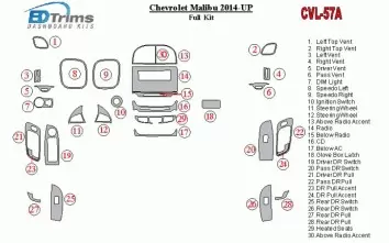 Chevrolet Malibu 2014-2016 Ensemble Complet BD Kit la décoration du tableau de bord - 1 - habillage decor de tableau de bord