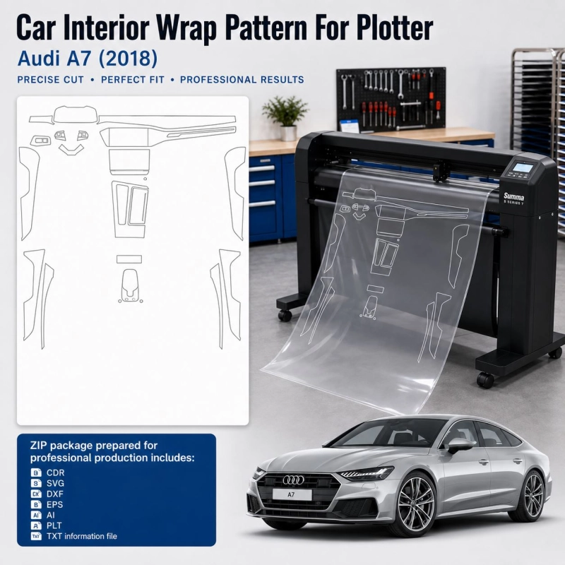 Gabarit de découpe intérieur Audi A7 4K 2018 Car pour PPF et covering