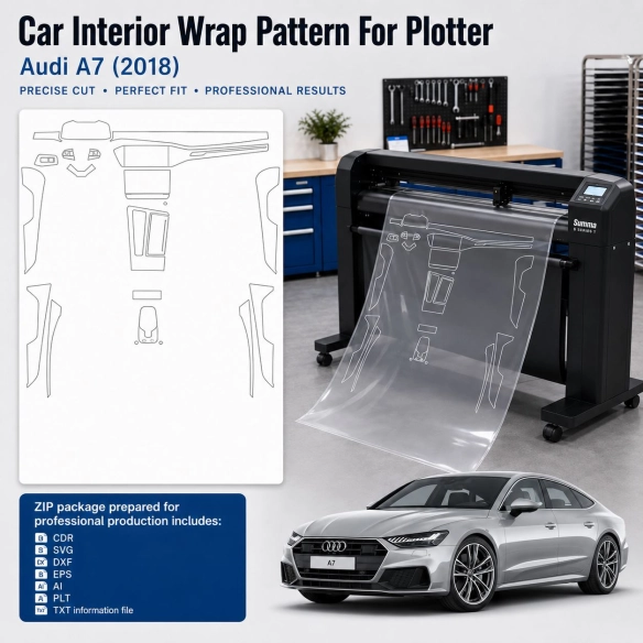 Gabarit de découpe intérieur Audi A7 4K 2018 Car pour PPF et covering