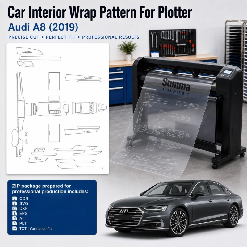 Gabarit de découpe intérieur Audi A8 2019 pour PPF et covering