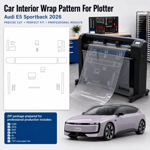 Gabarit de découpe intérieur Audi E5 Sportback 2026 pour PPF et covering
