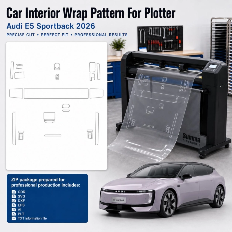 Gabarit de découpe intérieur Audi E5 Sportback 2026 pour PPF et covering