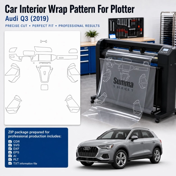 Gabarit de découpe intérieur Audi Q3 2019 2023 pour PPF et covering