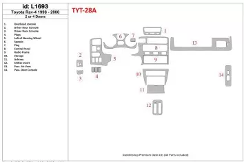 Toyota RAV-4 1998-2000 4 Des portes, 20 Parts set BD Kit la décoration du tableau de bord - 1 - habillage decor de tableau de bo