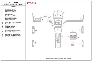 Toyota RAV-4 2001-2002 Ensemble Complet BD Kit la décoration du tableau de bord - 1 - habillage decor de tableau de bord