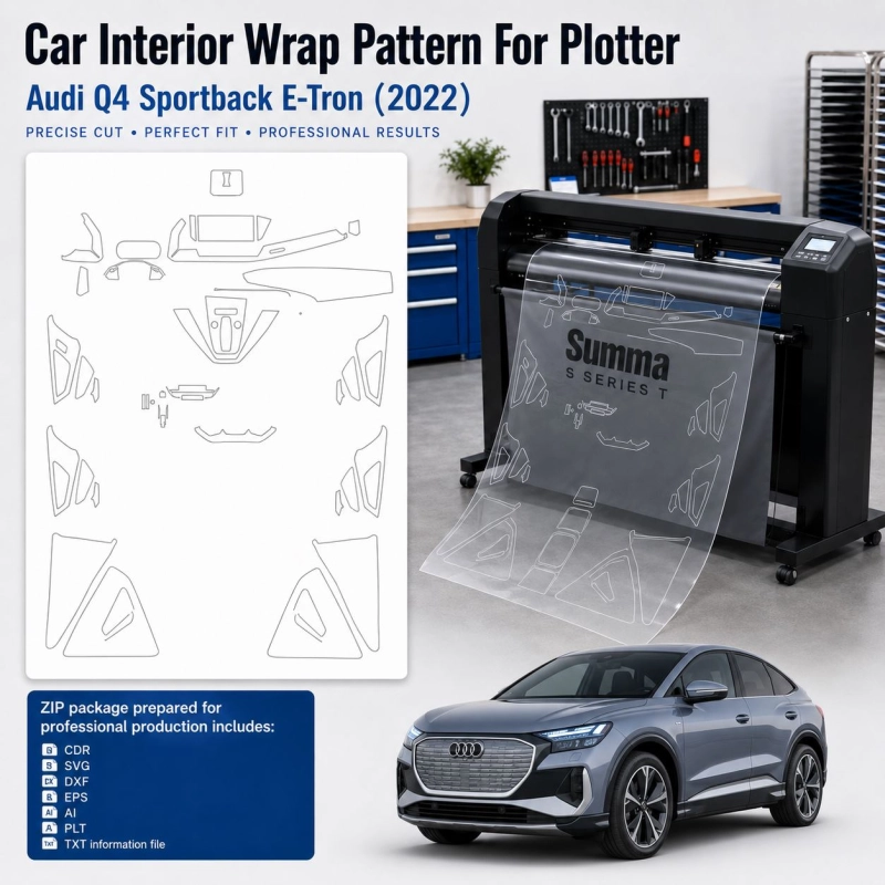 Gabarit de découpe intérieur Audi Q4 Sportback E Tron 2022 pour PPF et covering