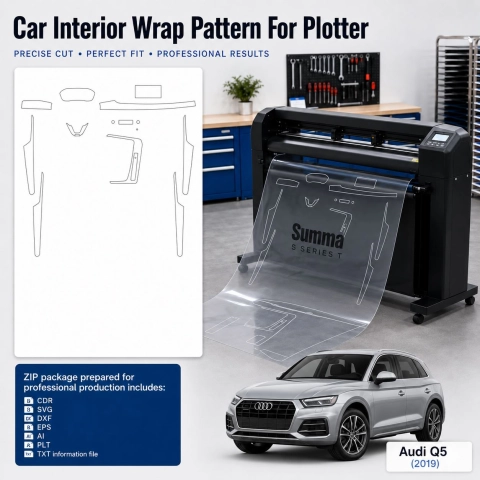 Gabarit de découpe intérieur Audi Q5 2019 pour PPF et covering