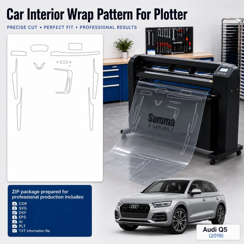 Gabarit de découpe intérieur Audi Q5 2019 pour PPF et covering