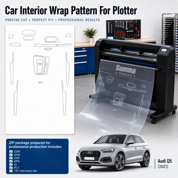 Gabarit de découpe intérieur Audi Q5 2021 pour PPF et covering