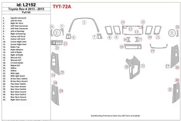 Toyota RAV-4 2013-2015 Ensemble Complet BD Kit la décoration du tableau de bord - 1 - habillage decor de tableau de bord