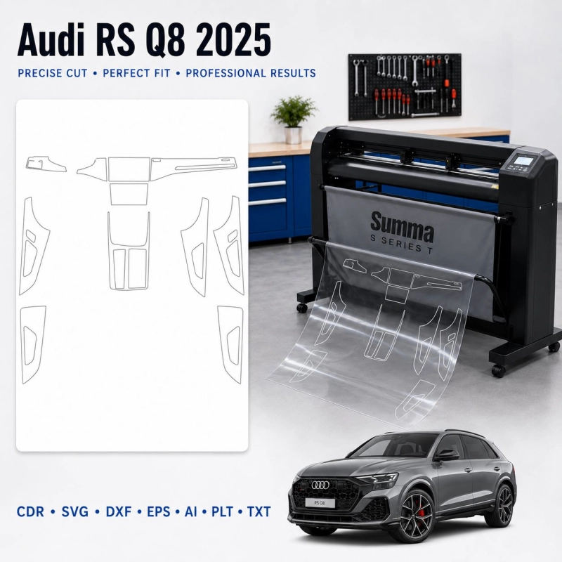 Gabarit de découpe intérieur Audi Rs Q8 2025 pour PPF et covering