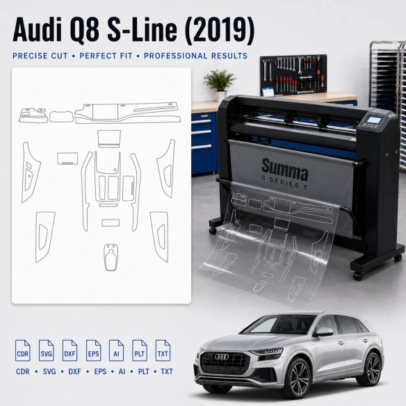 Gabarit de découpe intérieur Audi Q8 S Line 2019 pour PPF et covering