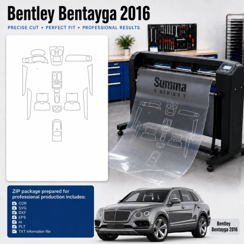 Gabarit de découpe intérieur Bentley Bentayga 2016 pour PPF et covering