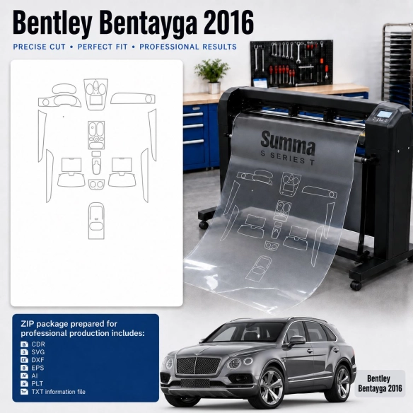 Gabarit de découpe intérieur Bentley Bentayga 2016 pour PPF et covering