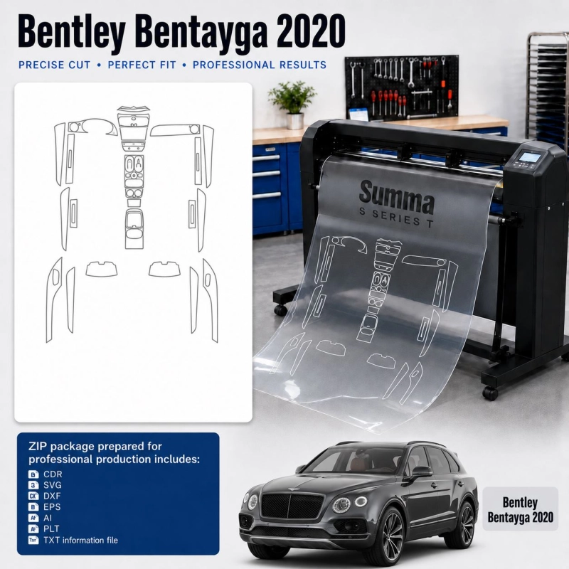Gabarit de découpe intérieur Bentley Bentayga 2020 pour PPF et covering