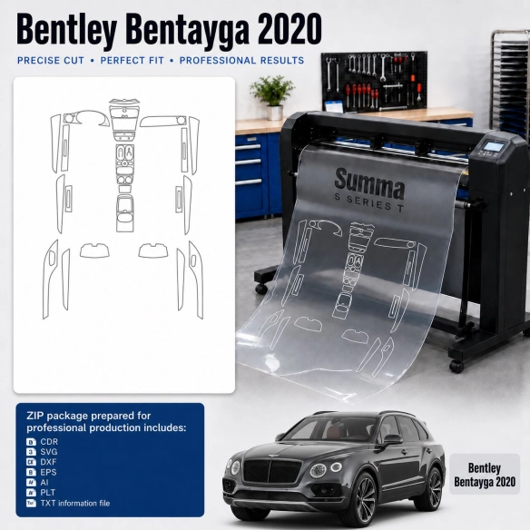 Gabarit de découpe intérieur Bentley Bentayga 2020 pour PPF et covering