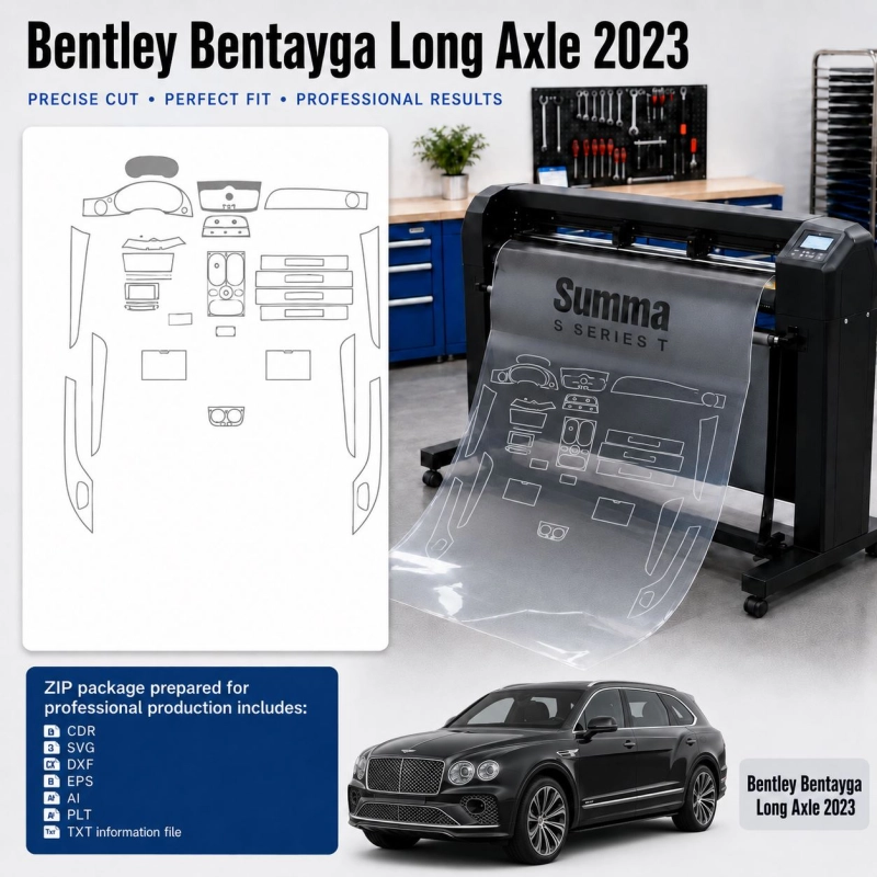 Gabarit de découpe intérieur Bentley Bentayga Long Axle 2023 pour PPF et covering