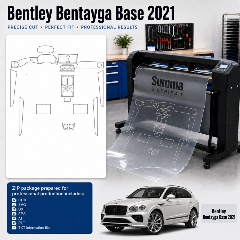 Gabarit de découpe intérieur Bentley Benteyga Base 2021 pour PPF et covering